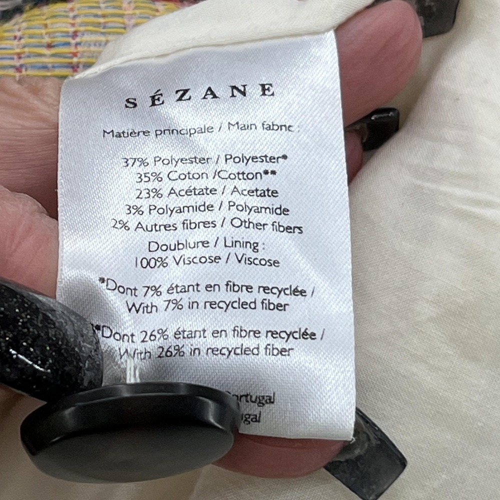 Sezane Dress 4 Multicolor Plaid Tweed Katie Sleeveless MOD Retro Mini Shift - Picture 5 of 13